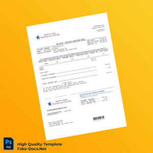 USA American Water Editable Water_Sewer Service Bill Template in Word and PDF formats