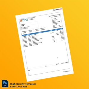 USA BNI Bank Statement Template in Word and PDF formats USA BNI Bank Statement Template in Word and PDF formats