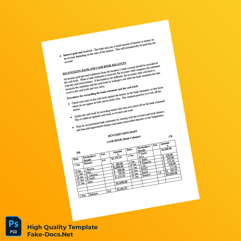 USA Bank Statement Reconciliation Guide Template in Word and PDF formats 4 page USA Bank Statement Reconciliation Guide Template in Word and PDF formats 4 page