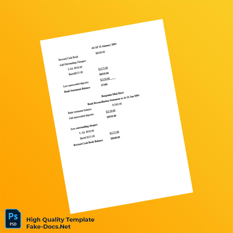 USA Bank Statement Reconciliation Guide Template in Word and PDF formats 4 page USA Bank Statement Reconciliation Guide Template in Word and PDF formats 4 page