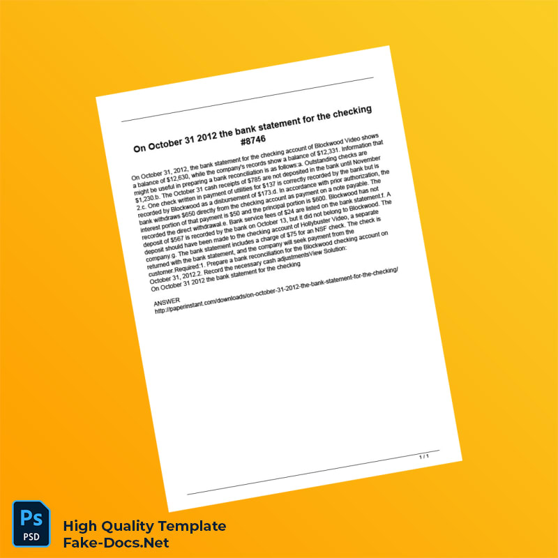 USA Bank Statement Template in Word and PDF formats USA Bank Statement Template in Word and PDF formats