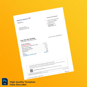 USA Bank of America Account Statement Template in Word and PDF formats 4 page USA Bank of America Account Statement Template in Word and PDF formats 4 page