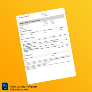 USA Bank of America Billing Bank Statement Template in Word and PDF formats 2 page USA Bank of America Billing Bank Statement Template in Word and PDF formats 2 page