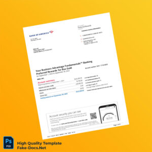 USA Bank of America Statement Template in Word and PDF formats 6 page USA Bank of America Statement Template in Word and PDF formats 6 page