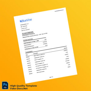 USA Bluevine Bank Statement Template in Word and PDF formats 2 page USA Bluevine Bank Statement Template in Word and PDF formats 2 page