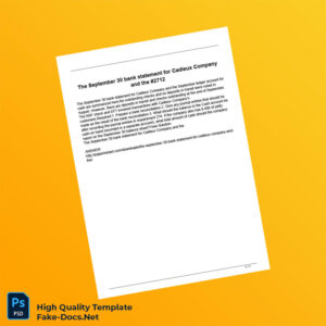 USA Cadieux Company Bank Statement Template in Word and PDF formats USA Cadieux Company Bank Statement Template in Word and PDF formats