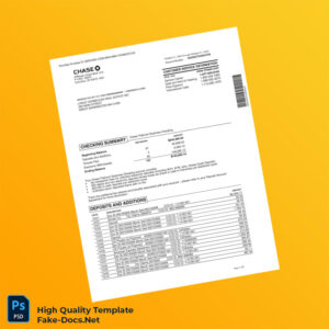 USA Chase Business Bank Statement Template in Word and PDF formats 6 page