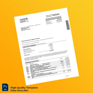 USA Chase College Checking Statement Template in Word and PDF formats 4 page