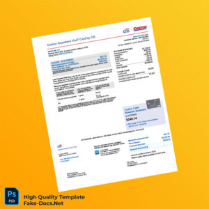USA Citi Credit Card Statement Template in Word and PDF formats 4 page