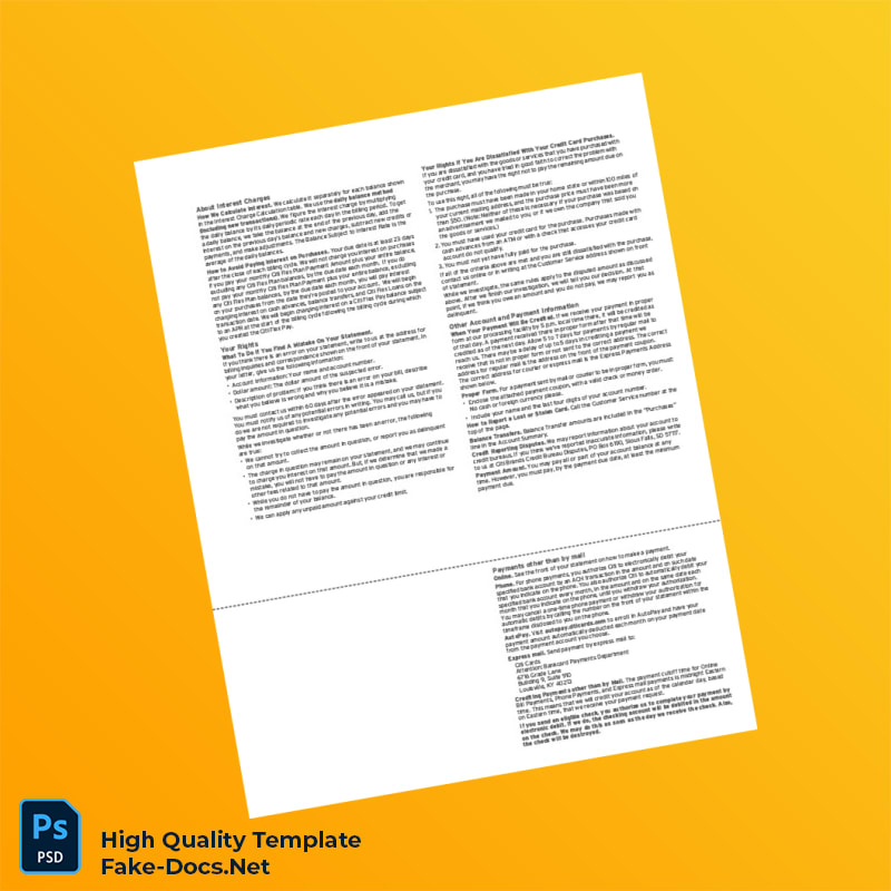 USA Citi Credit Card Statement Template in Word and PDF formats 4 page USA Citi Credit Card Statement Template in Word and PDF formats 4 page