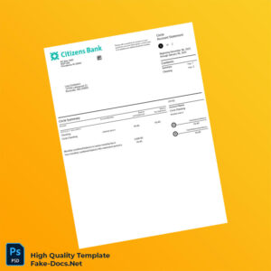 USA Citizens Bank Statement Template in Word and PDF formats 2 page