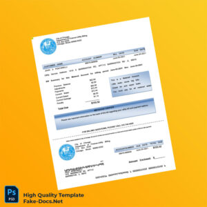 USA City Of Chicago Editable Utility Bill Template in Word and PDF formats 2 page