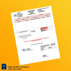 USA City of Rome Editable Utility Bill Template in Word and PDF formats 2 page