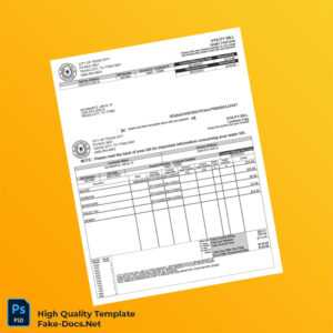 USA City of Texas City Editable Utility Bill Template in Word and PDF formats 2 page
