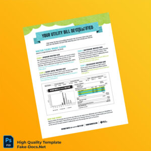 USA City of Thornton Editable Water Bill Template in Word and PDF formats 2 page