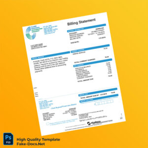 USA Clark Regional Wastewater District Editable Billing Statement Template in Word and PDF formats 2 page