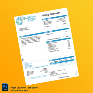 USA Clark Regional Wastewater District Editable Utility Bill Template in Word and PDF formats 2 page