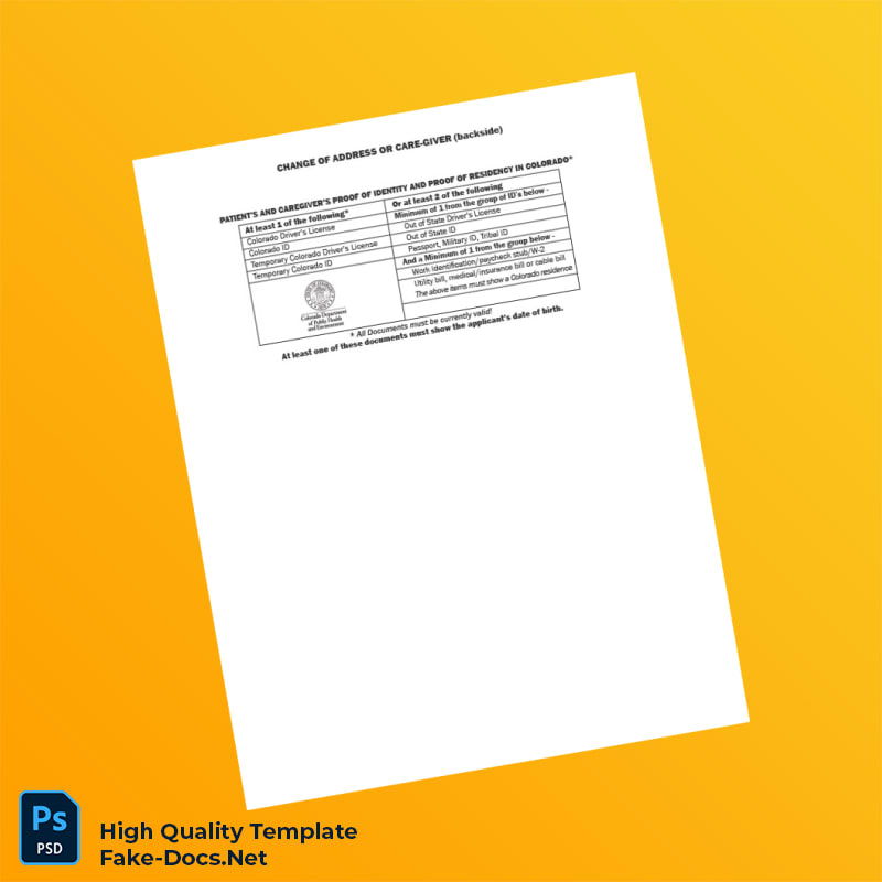 USA Colorado Department of Public Health and Environment Editable Change of Address Template in Word and PDF formats USA Colorado Department of Public Health and Environment Editable Change of Address Template in Word and PDF formats