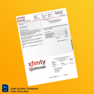 USA Comcast Editable Utility Bill Template in Word and PDF formats