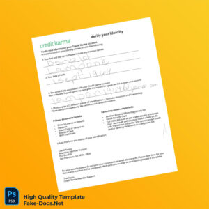 USA Credit Karma Editable Identity Verification Template in Word and PDF formats USA Credit Karma Editable Identity Verification Template in Word and PDF formats