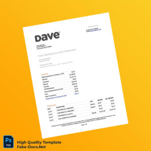 USA Dave Bank Statement Template in Word and PDF formats
