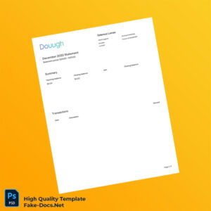 USA Dough Bank Account Statement Template in Word and PDF formats 2 page USA Dough Bank Account Statement Template in Word and PDF formats 2 page