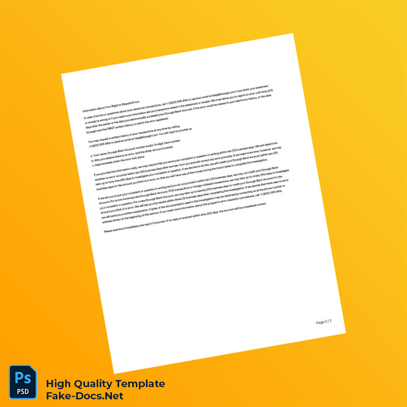 USA Dough Bank Account Statement Template in Word and PDF formats 2 page USA Dough Bank Account Statement Template in Word and PDF formats 2 page