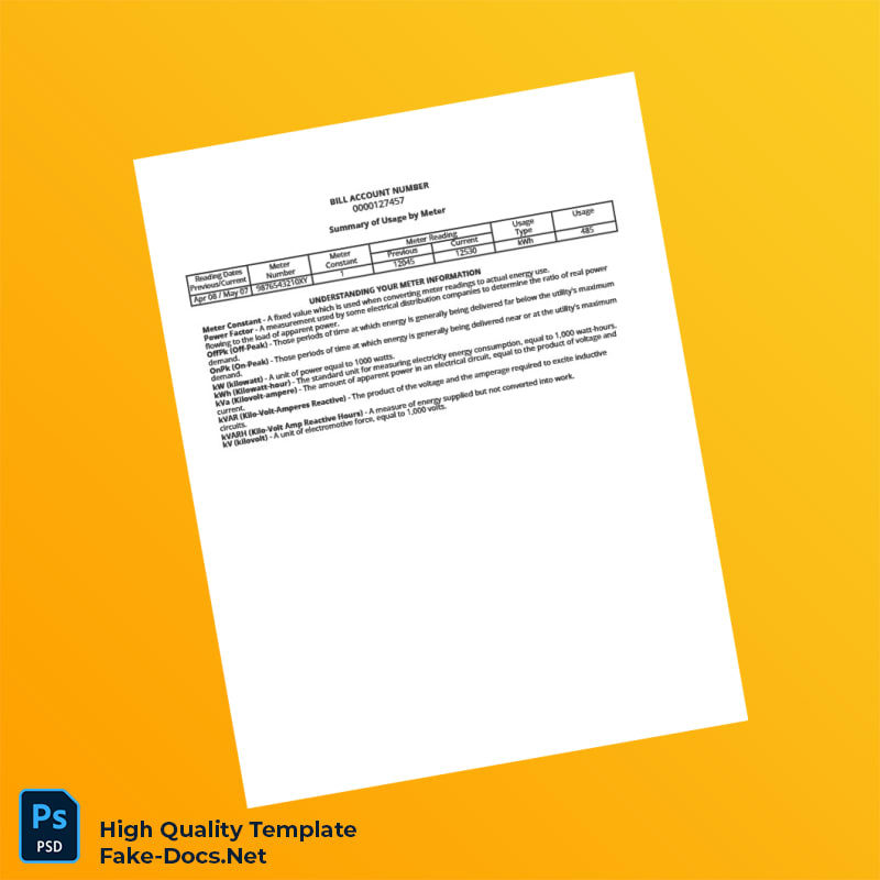 USA ENGIE Resources Editable Utility Bill Template in Word and PDF formats 2 page USA ENGIE Resources Editable Utility Bill Template in Word and PDF formats 2 page