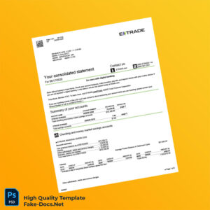 USA ETRADE Bank Statement Template in Word and PDF formats 5 page USA ETRADE Bank Statement Template in Word and PDF formats 5 page