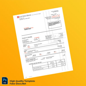 USA East West Bank Statement Template in Word and PDF formats USA East West Bank Statement Template in Word and PDF formats