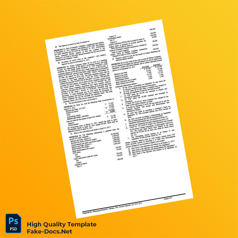 USA Editable Bank Reconciliation and Proof of Cash Template in Word and PDF formats 3 page USA Editable Bank Reconciliation and Proof of Cash Template in Word and PDF formats 3 page