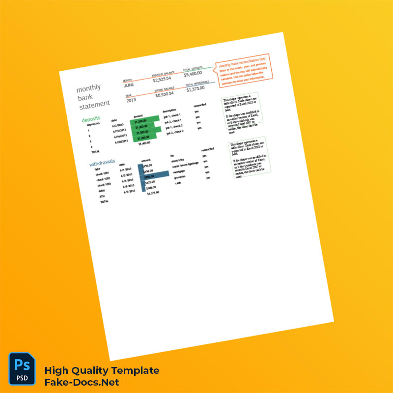 USA Editable Bank Statement Template in Word and PDF formats USA Editable Bank Statement Template in Word and PDF formats