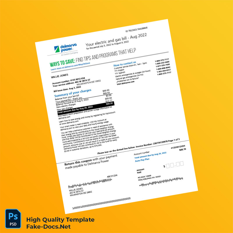 USA Editable Electric and Gas Bill Template in Word and PDF formats 5 page USA Editable Electric and Gas Bill Template in Word and PDF formats 5 page
