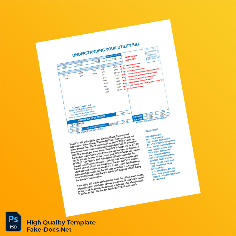 USA Editable Electricity Bill Template in Word and PDF formats USA Editable Electricity Bill Template in Word and PDF formats