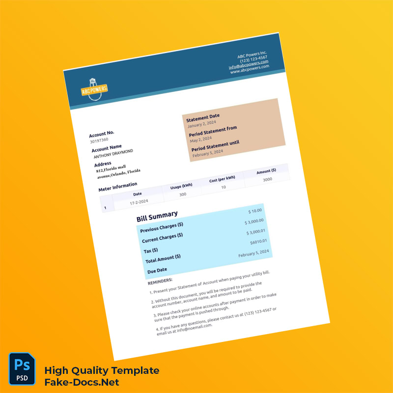 USA Editable Statement Template in Word and PDF formats USA Editable Statement Template in Word and PDF formats