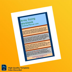 USA Energy Management Service Editable Array Sizing Workbook Template in Word and PDF formats 4 page USA Energy Management Service Editable Array Sizing Workbook Template in Word and PDF formats 4 page