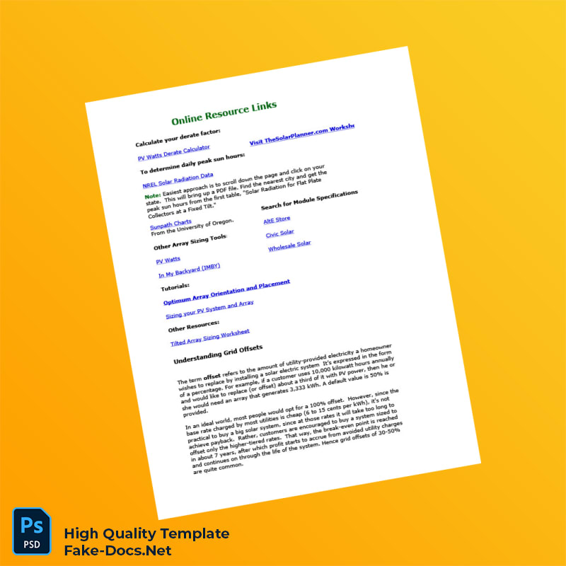 USA Energy Management Service Editable Array Sizing Workbook Template in Word and PDF formats 4 page USA Energy Management Service Editable Array Sizing Workbook Template in Word and PDF formats 4 page