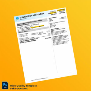 USA Eon Energy Editable Electricity Bill Template in Word and PDF formats USA Eon Energy Editable Electricity Bill Template in Word and PDF formats