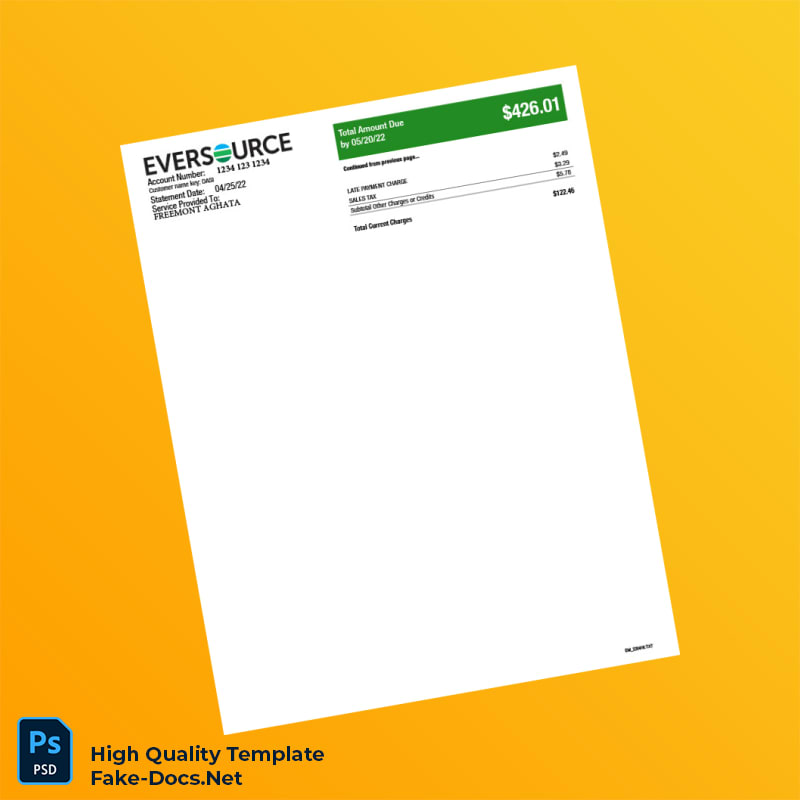 USA Eversource Editable Electricity Bill Template in Word and PDF formats 3 page USA Eversource Editable Electricity Bill Template in Word and PDF formats 3 page