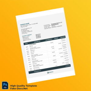 USA Finance Bank Account Statement Template in Word and PDF formats