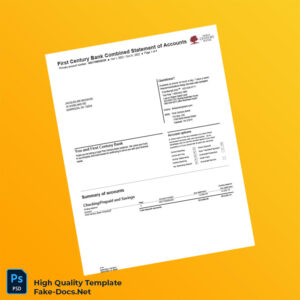 USA First Century Bank Combined Statement of Accounts Template in Word and PDF formats 4 page