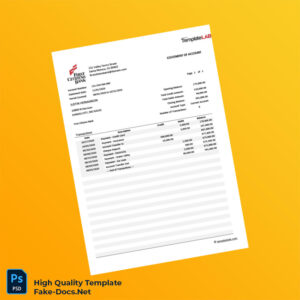 USA First Citizens Bank Bank Statement Template in Word and PDF formats 2 page