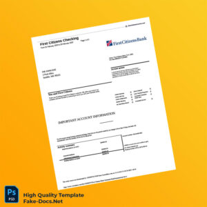 USA First Citizens Bank Statement Template in Word and PDF formats 3 page
