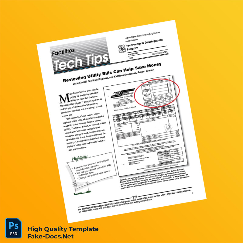 USA Forest Service Editable Utility Bill Tech Tip Template in Word and PDF formats 4 page USA Forest Service Editable Utility Bill Tech Tip Template in Word and PDF formats 4 page