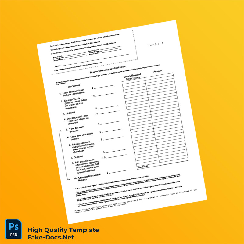 USA Frost Bank Statement Template in Word and PDF formats 6 page USA Frost Bank Statement Template in Word and PDF formats 6 page