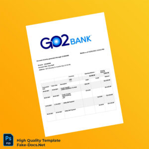 USA GO2BANK Editable Bank Statement Template in Word and PDF formats 2 page USA GO2BANK Editable Bank Statement Template in Word and PDF formats 2 page