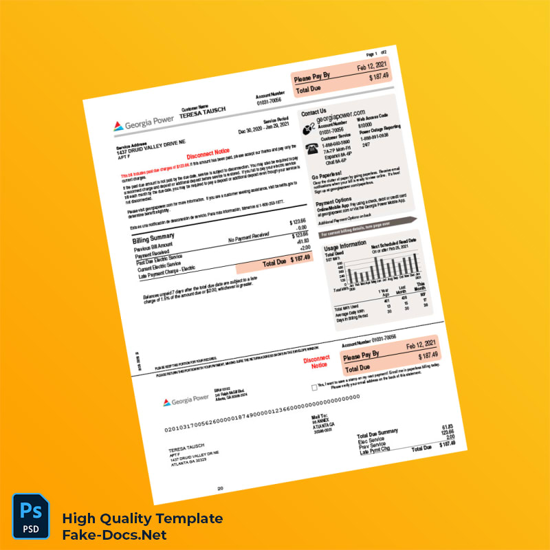 USA Georgia Power Editable Disconnect Notice Template in Word and PDF formats 2 page USA Georgia Power Editable Disconnect Notice Template in Word and PDF formats 2 page