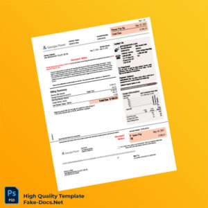 USA Georgia Power Editable Electricity Bill Template in Word and PDF formats 3 page USA Georgia Power Editable Electricity Bill Template in Word and PDF formats 3 page