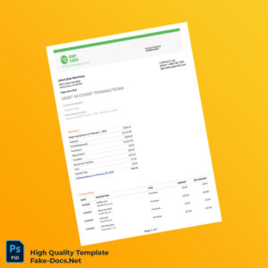 USA Greendot Bank Statement Template in Word and PDF formats 8 page