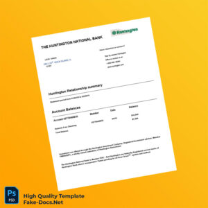 USA Huntington National Bank Statement Template in Word and PDF formats 3 page USA Huntington National Bank Statement Template in Word and PDF formats 3 page